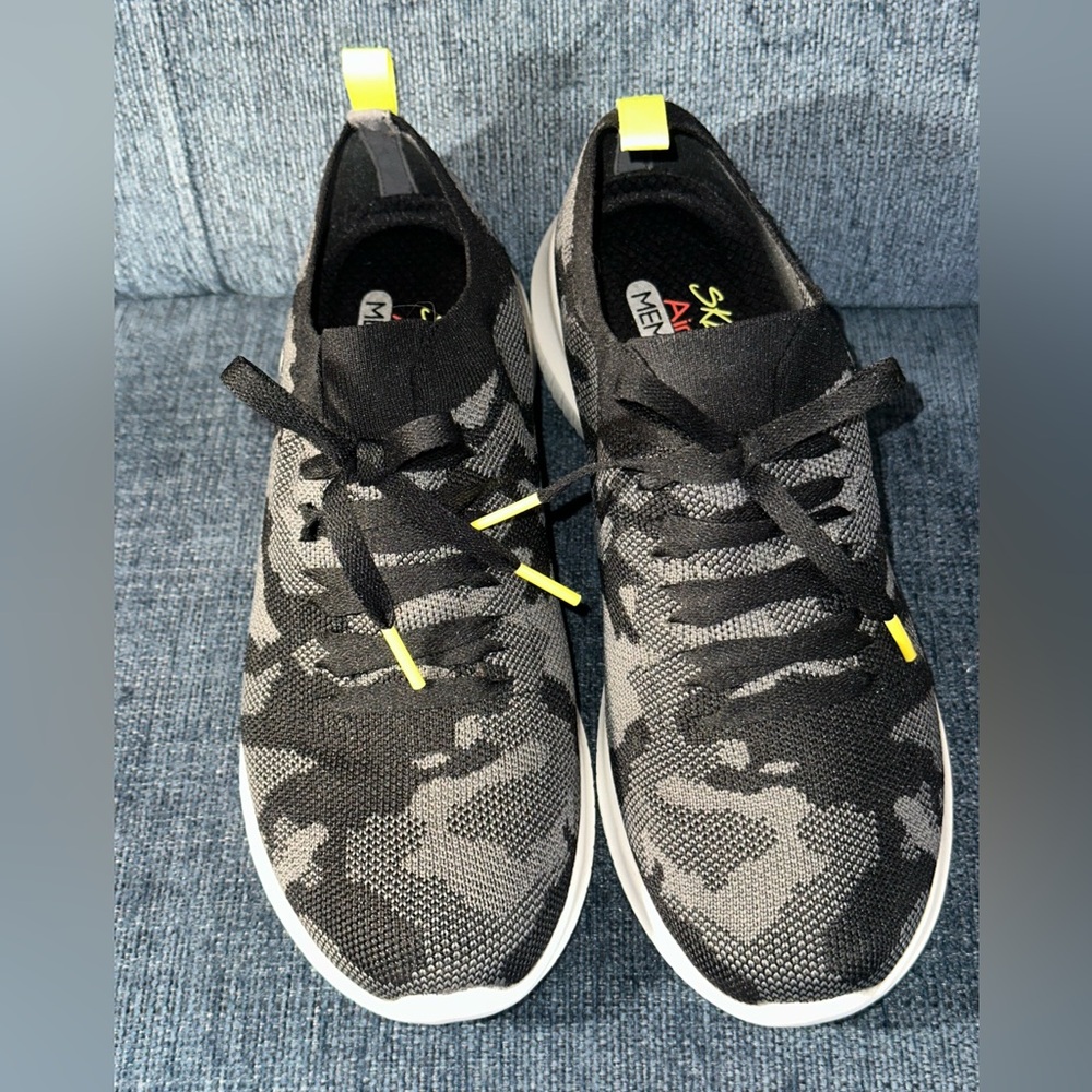 Skechers Black & Gray Camo Slip-On Sneakers